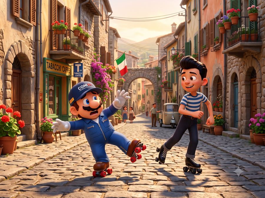 Mario y Aldo de niños en Italia